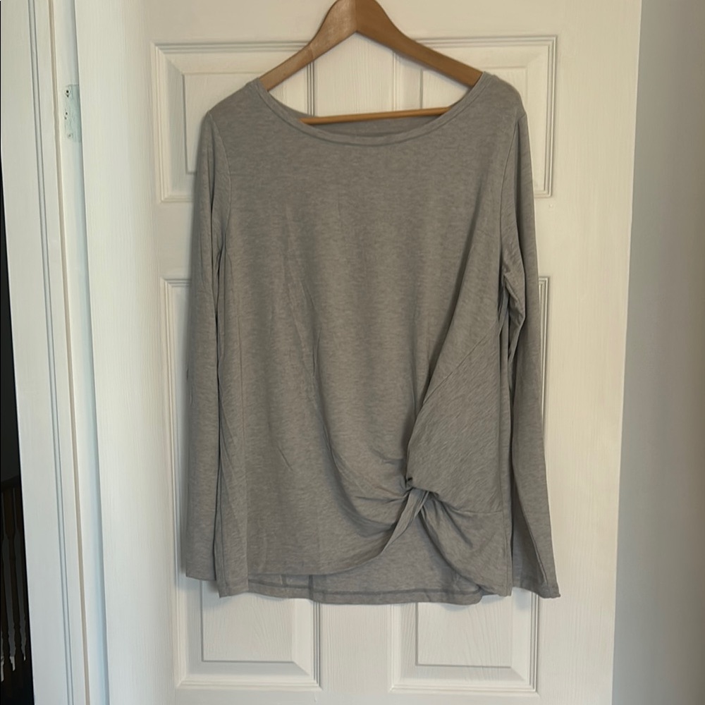 GAPfit Gray Relaxed Asymmetrical Long Sleeve Top